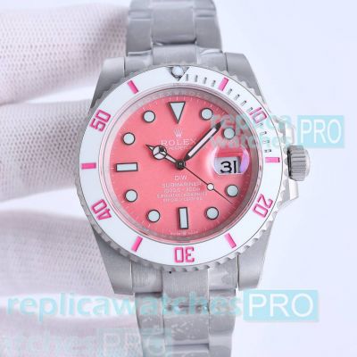 Swiss Copy DiW Rolex Submariner Date Fuchsia Cal.3135 Watch Sandblasted